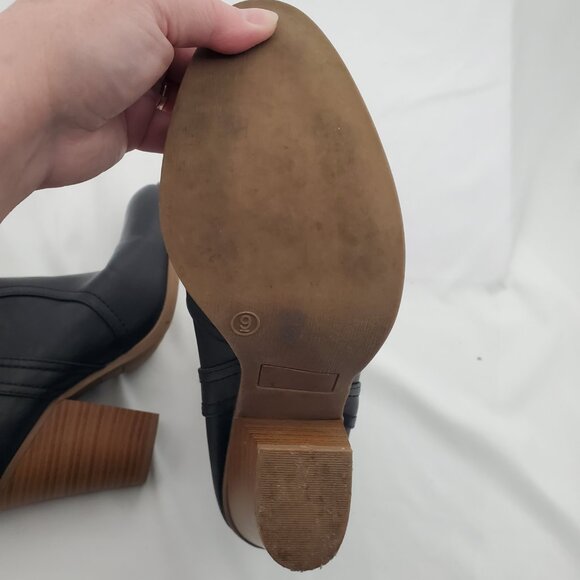 Tarynn Black Faux Leather Wedge Ankle Booties Boots | 9 - Picture 7 of 10